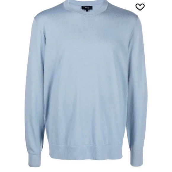 Theory 100% Wool Blue Sweater Crew Neck Regal L - Picture 4 of 13